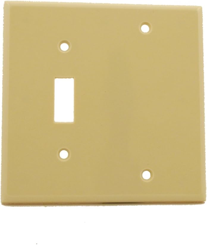 Leviton 2-Gang 1-Toggle 1-Blank Device Combination Wallplate, Standard Size, Thermoset, Box Mount, Ivory, 86006