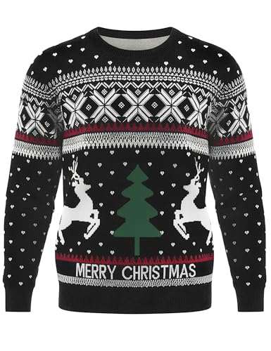 Bresdk Weihnachtspullover Herren Christmas Sweater Rundhals...
