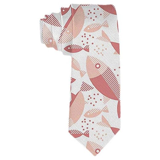 Corbata de seda tejida clásica de negocios para hombre Patrón de oro rosa con pez rosado Corbatas en colores pastel