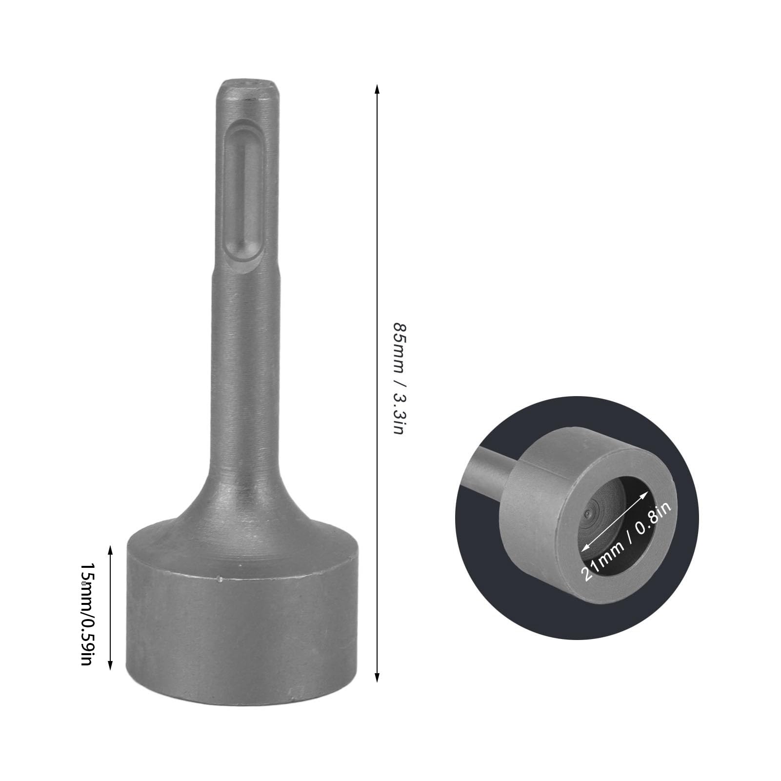 MEKOTRIN SDS Plus Ground Rod Driver Bit, Socket Steel Drill Bit Driver Concave Hammer Head - Image 2