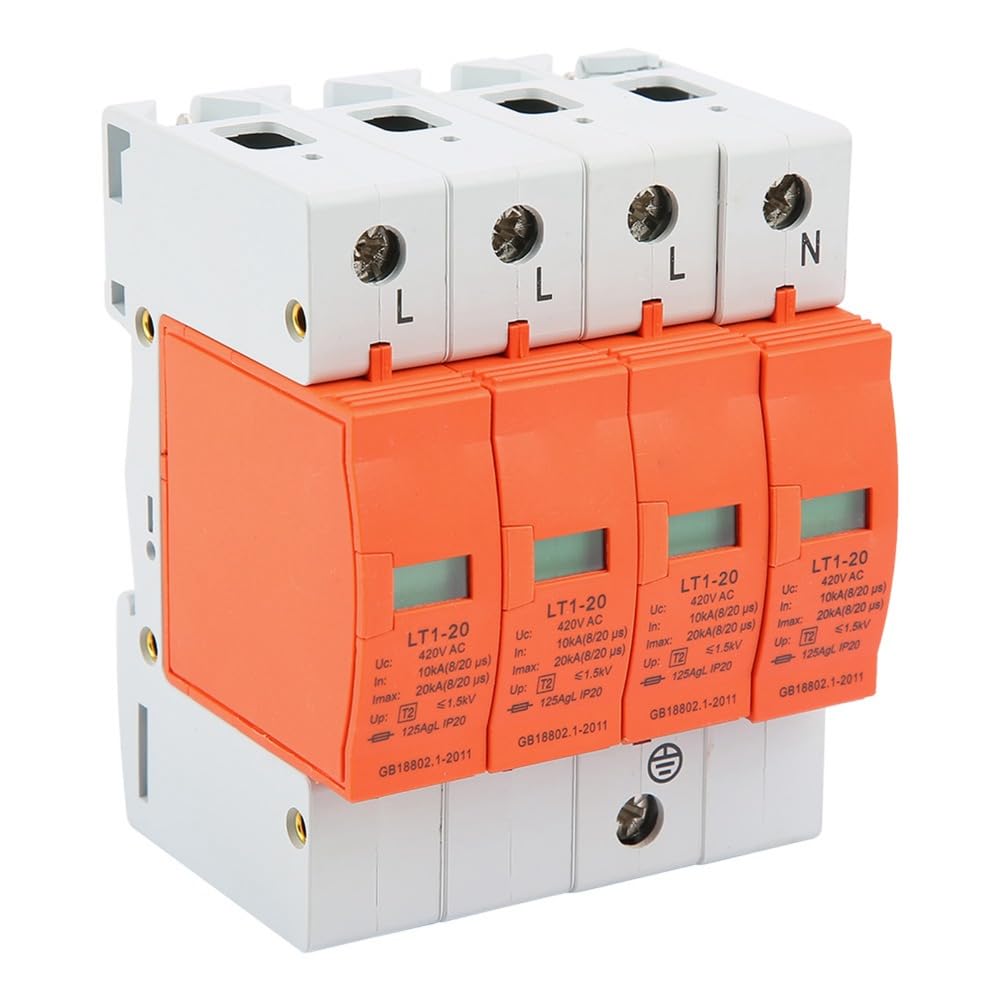 4P 20kA 420V AC dispositivo di protezione protezione protezione DIN Rail Mount per elettrodomestici (livello C/D, ≤1.5kV, arancione)