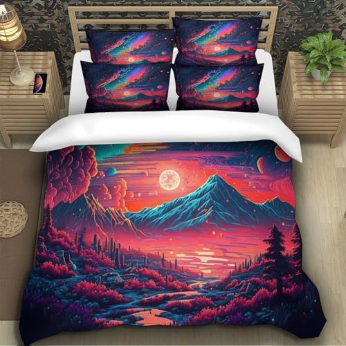 Housse de couette anti-pli Nébuleuse Cosmique 3D microfibre fermeture éclair