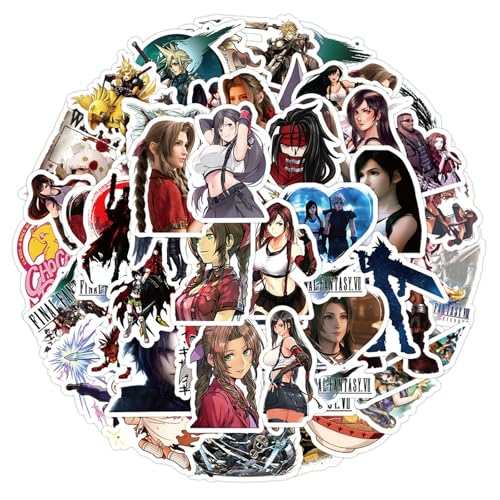 60Pcs Final Fantasty Stickers for Laptop Waterproof Water Bottle Cool Game Stickers for Skateboard Cup Guitar Luggage Cool Vinyl Aesthetic Sticker for Teens (Final F)