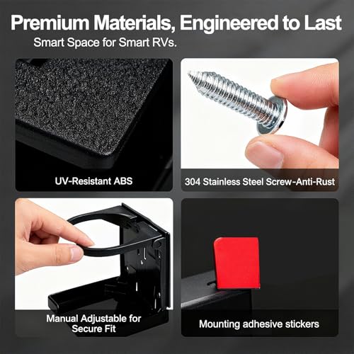 Portavasos plegable ajustable para vehículo 2 piezas negro miniatura 3