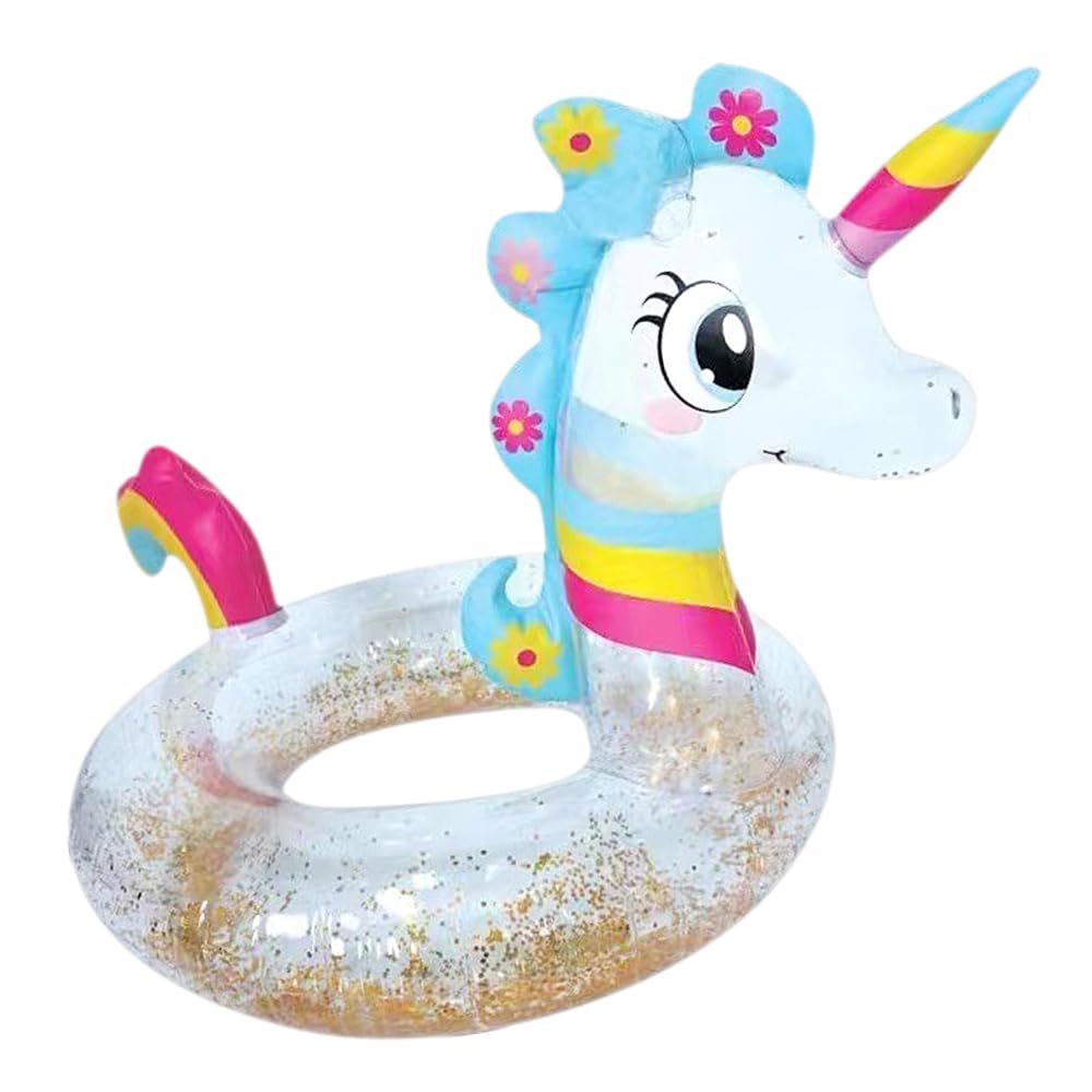 Inflable Unicornio Flotador, Anillo de Natación Unicornio, 70cm Unicornio Flotador Inflable, para Playa Piscina Parque Acuático Fiesta, Anillo de Natación para Niño Adulto(Transparente)