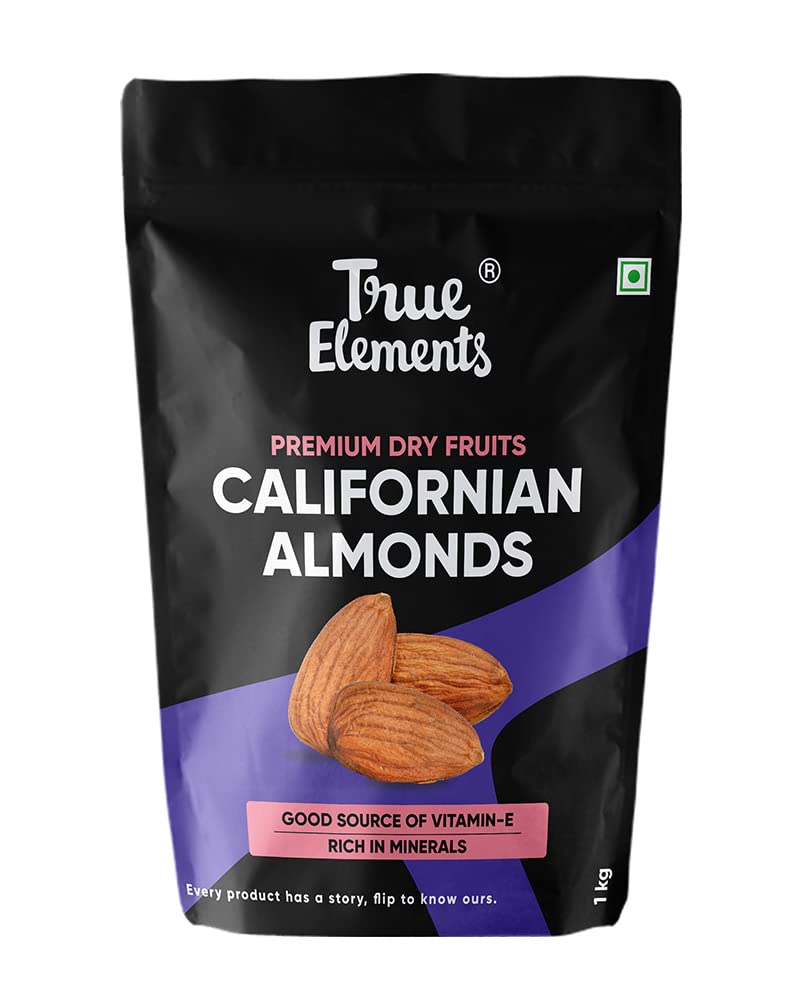 True Elements California Almonds 1kg - 100% Natural and Clean Dried Almonds | Super Value Pack | Badam Dryfruits (B09TZV2S4S) Amazon Price History, Amazon Price Tracker