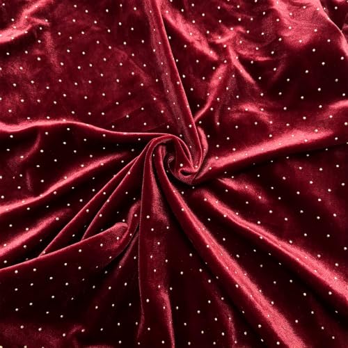 Women Long Sleeve Crew Neck Velvet Rhinestone Blouse Sparkling Dot Shimmer Top Lightweight Dressy Shirt for Dinner, Date Night & Holiday Gathering Wine Red - image 4