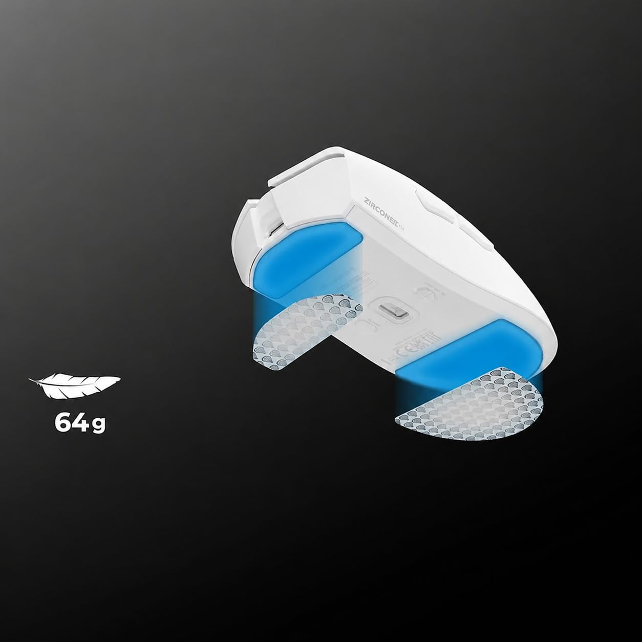 Genesis Zircon 880 PRO 8K mysz gamingowa bezprzewodowa, biała, 30000 DPI, PixArt PAW3950, 8000 Hz, Bluetooth/2,4 GHz/USB-C, 64 g, szklane łyżwy, Kailh Optical, 6 przycisków, do komputera, laptopa
