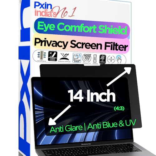 Image of PxIn 14 Inch (4:3) Laptop Privacy Screen with OptiCare Vision Layer | Anti-Glare | Anti UV & Blue Light | Confidential View | Laptop Privacy Filter