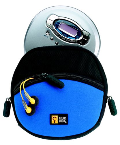 Etui néoprène NDM10 noir et bleu pour baladeur CD et accessoires