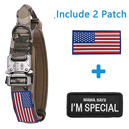 Large Tactical Military Dog Collar K9 - Heavy Duty Dog Collar With Handle, Camo Dog Collar For German Shepherd Medium (X-Large, Gray Camo) #TOP1