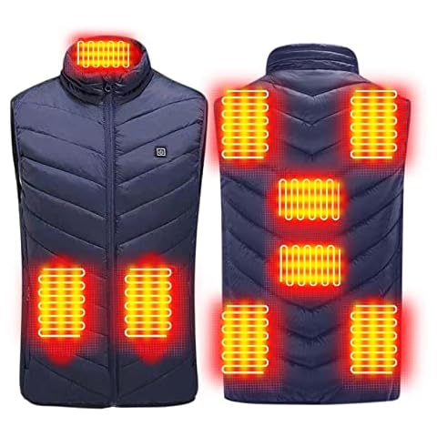 Cysincos Heated Vest for Men/Women Heated Body Warmer Washable USB Rechargeable Heated Gilet 3 Temperature Levels with 9 Heating Zones Electric Heating Jacket Heated Waistcoat for Outdoors, Hiking Cover