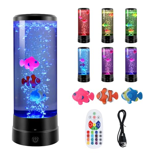 Gitohoni Lampada a forma di pesce bolla per bambini, luce notturna per acquario finto sensoriale con lampade a 16 colori, luci galleggianti in movimento per acquari