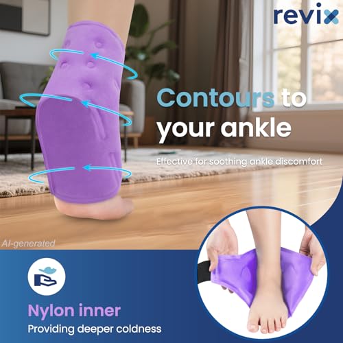 Image of REVIX Foot Ice Pack Wrap Reusable Gel Cold Packs for Injuries, Ankle Ice Wrap for Soothing Foot & Heel Discomfort, Sport Recovery, and Workout Relief, Achilles Tendonitis, Purple