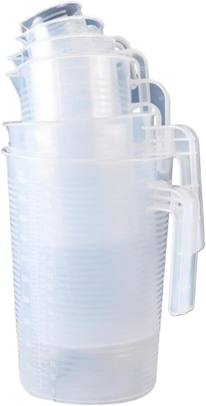 5000/3500/2000/1000/500/250/100ml Plastic Measuring Cup with Lid Large Scale Laboratory Beaker Clear Mixing Cup Baking Tools(1000ml)
