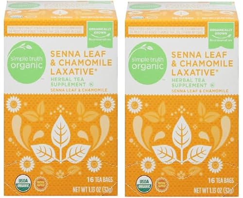 Organic Senna Leaf & Chamomile Laxative Tea Bags (2 Boxes, 16 Tea Bags in each Box)