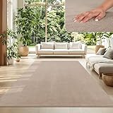 TT Home Alfombra Salón Pelo Corto Monocolor Diseño Moderno Lavable, Color: Beige, Tamaño:160x220 cm