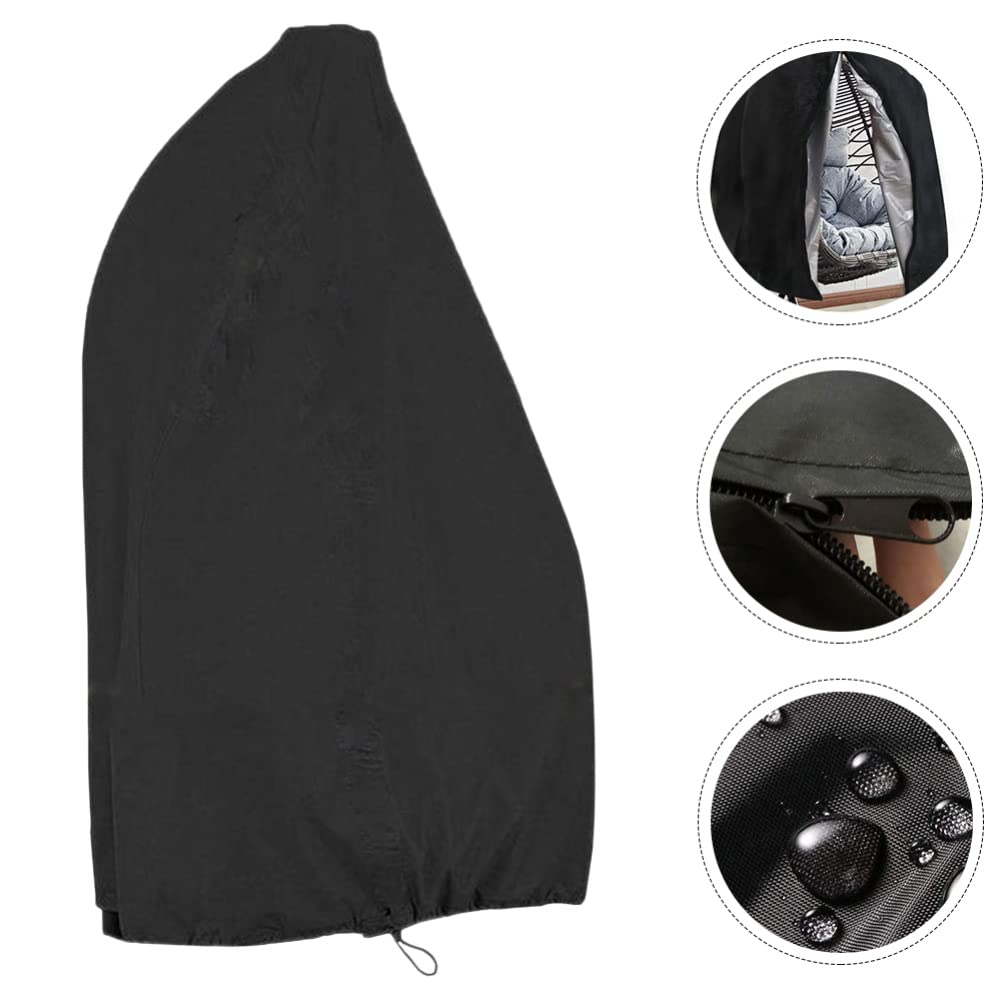 Housse de Chaise Suspendue Noire en Polyester, Étanche, Forme Œuf