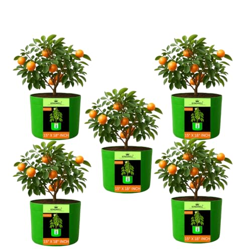 Image of Kingwell grow bags 15x18 inch pack of 5 For Terrace Garden Vegetable Plant Grow Bags Fruits Growing Containers For terrece Gardening