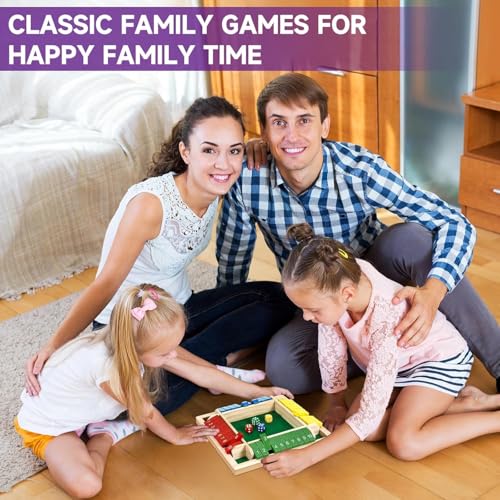 Image of Wooden Shut The Box Board Game - Educational Math Dice Game for Kids Family