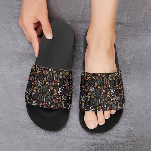 Vintage Mushroom Print Slides Shoes Men Women Slide Sandals Non Slip Bathroom Open Toe Shoe Lightweight Slip on4