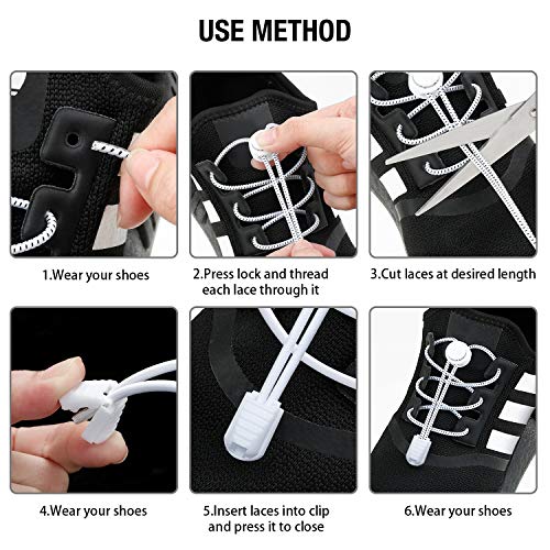 12 Pairs Elastic Shoe Laces No Tie Elastic Shoelaces With Lock Device Adjustable Tieless Rubber Shoe Laces Strings Fits Adults And Kids Boots Board And Casual Shoes (Color B, 43.31 Inch) #TOP2