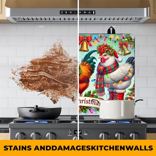 Image of Christmas Stove Top Cover Snowman Stove Top Cover for Home Decoration Kitchen Pad Non-Stick Washable Cooktop Covers Countertop Protector Keep Stove Clean 28 inchx20 inch (Rooster)