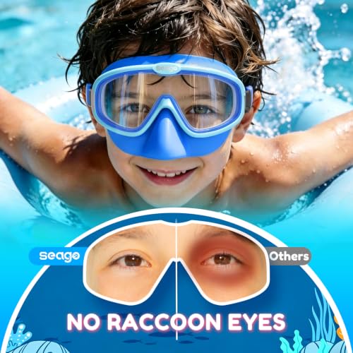 Image of Seago Kids Swim Goggles 2 Pack for 3-12, Anti-Fog Clear View,Toddler Goggles with Nose Cover Swimming Goggles