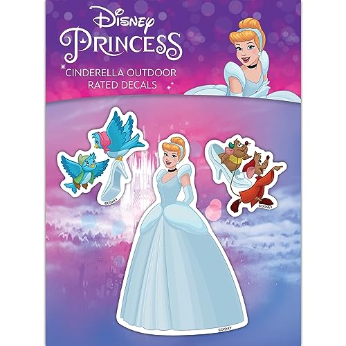 Disney Princess Cinderella Decals - Set of 3 Vinyl Stickers for Car Water Bottle Laptop Skateboard Bike Helmet Cinderella, Mice, Birds