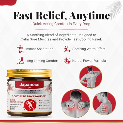 Image of Pack of 3 Japanese Instant Pain Relief Soothing Massage Gel | Fast-Acting Muscle & Joint Comfort | With Mugwort Oil, Camphor & Lactic Acid | Relief for Back, Neck, Shoulders & Knees (Gel Pack of 3)