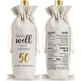50th Birthday Gift for Women Men, 1972 Birthday Wine Bag Gift, 50 Years Old Birthday Party Decor Gift