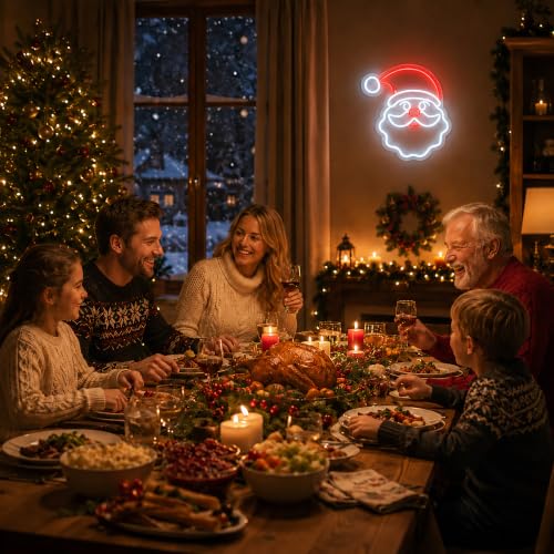 Image of Christmas Neon Sign, JGHTURIE Dimmable Neon Light Signs for Wall Decor, Light Up Signs for Christmas Party, Bar, Office & Room Home Decor - LED Sign USB Powered