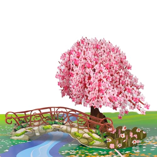 Image of Cherry Blossom Pop Up Card, 3D Popup Flower Birthday Card For Wife, Women