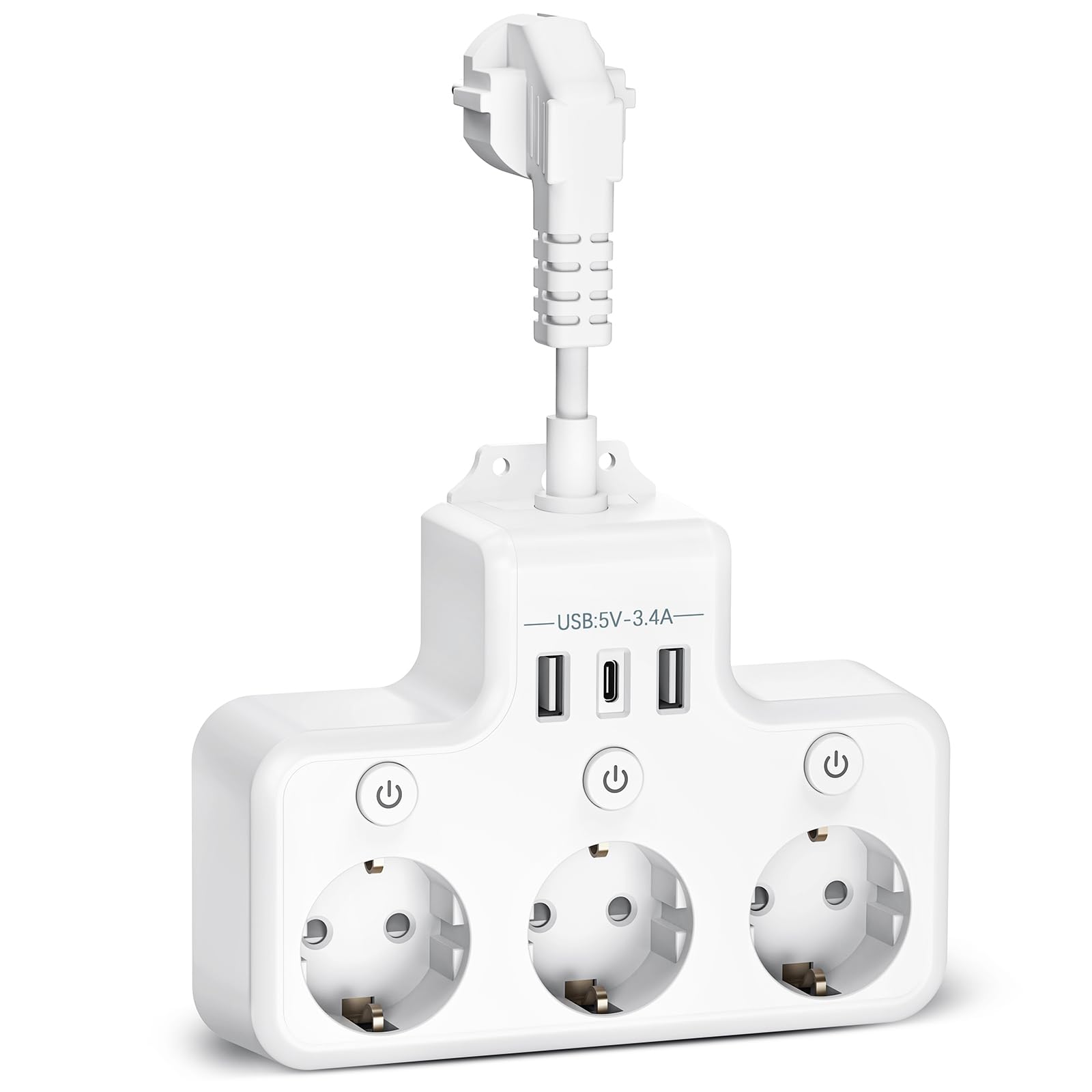 Ciabatta Elettrica Afitdon Con 3 USB E 3 Prese - Salvaspazio, Interruttori Indipendenti - Foto 6