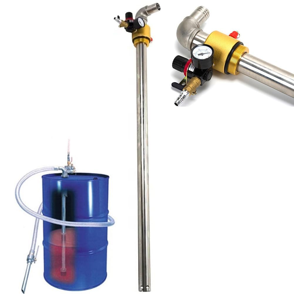 Pompa pneumatica per trasferimento olio, portata 130 l/min, con manometro e valvola di sicurezza, per trasporto diesel e olio idraulico
