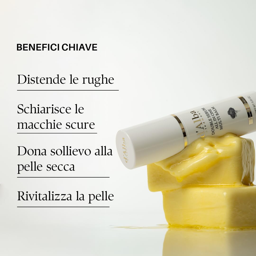 d'Alba Stick Balsamo Multiuso All-in-One Tartufo Bianco Italiano, Cura della Pelle Vegana, Trattamento 3 in 1 per il Rimedio delle rughe, per il Trattamento degli Occhi, Cura della Pelle Coreana