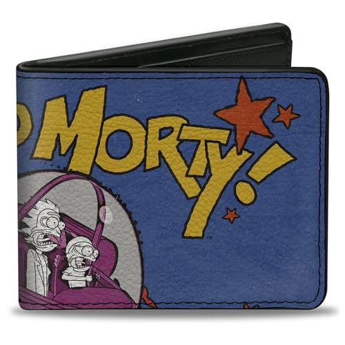 Buckle-Down Rick and Morty Wallet, Bifold, Rick and Morty Dont Think About It Spaceship Pose Blue, Vegan Leather