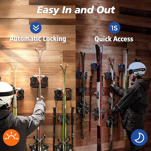 image for Skifavs Ski Wall Mount Space-Saving, Ski and Snowboard Wall Storage Ra