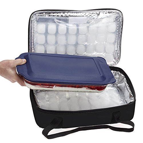 FlexiFreeze Insulated Dessert Cooler - Casserole Carrier for Cold Dishes Black
