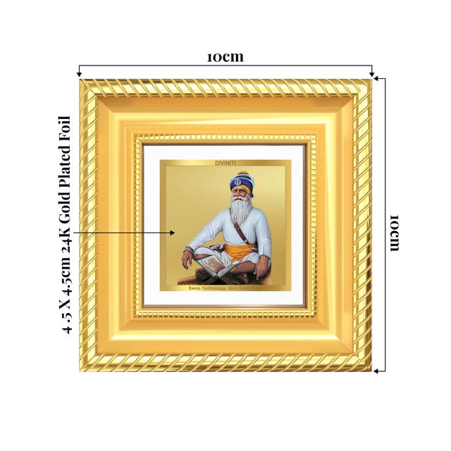 Image of DIVINITI Baba Deep Singh Ji 24K Gold Plated Foil Tabletop Photo Frame for Home Decor, Puja Room, Luxury Gifting | DG Frame 015 S1A (10x10 CM)