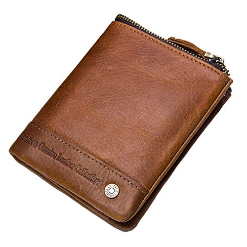 Preisvergleich Produktbild Herren-Lederbrieftasche RFID-Diebstahlschutzbürste Multifunktionsbrieftasche-braun