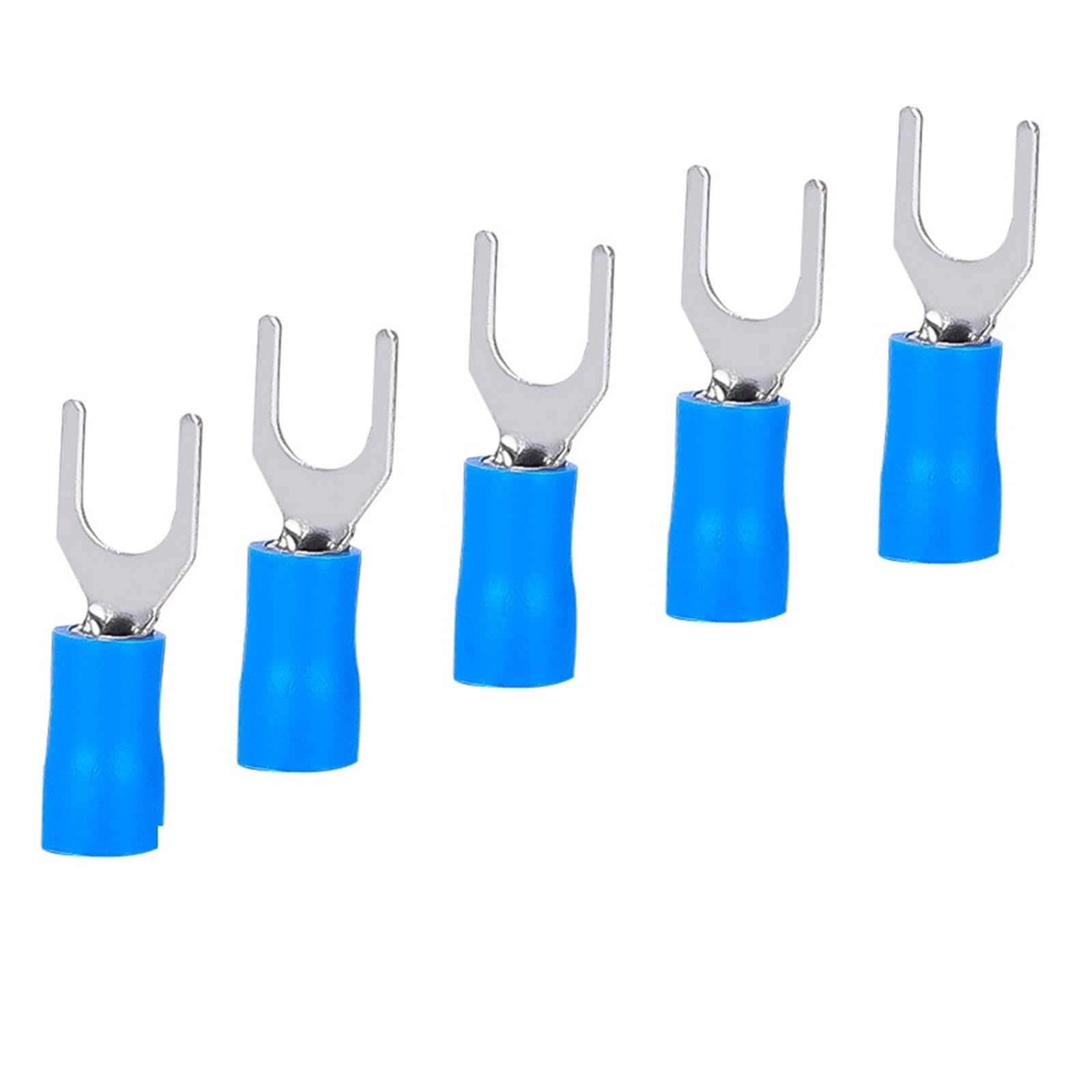 Terminales de pala SV5.5-6 aislados en azul de cobre para cables eléctricos, 25 unidades