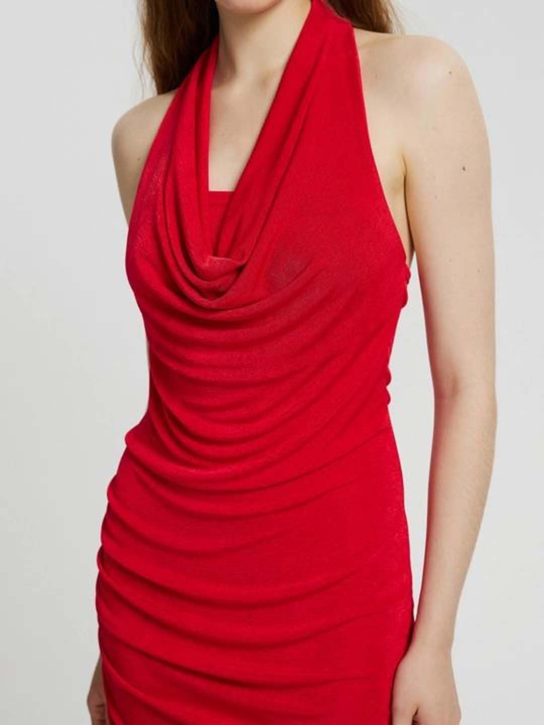 Kotty Women's Solid Amaranth Red Casual Dress(Red,M)-Kttdress430M