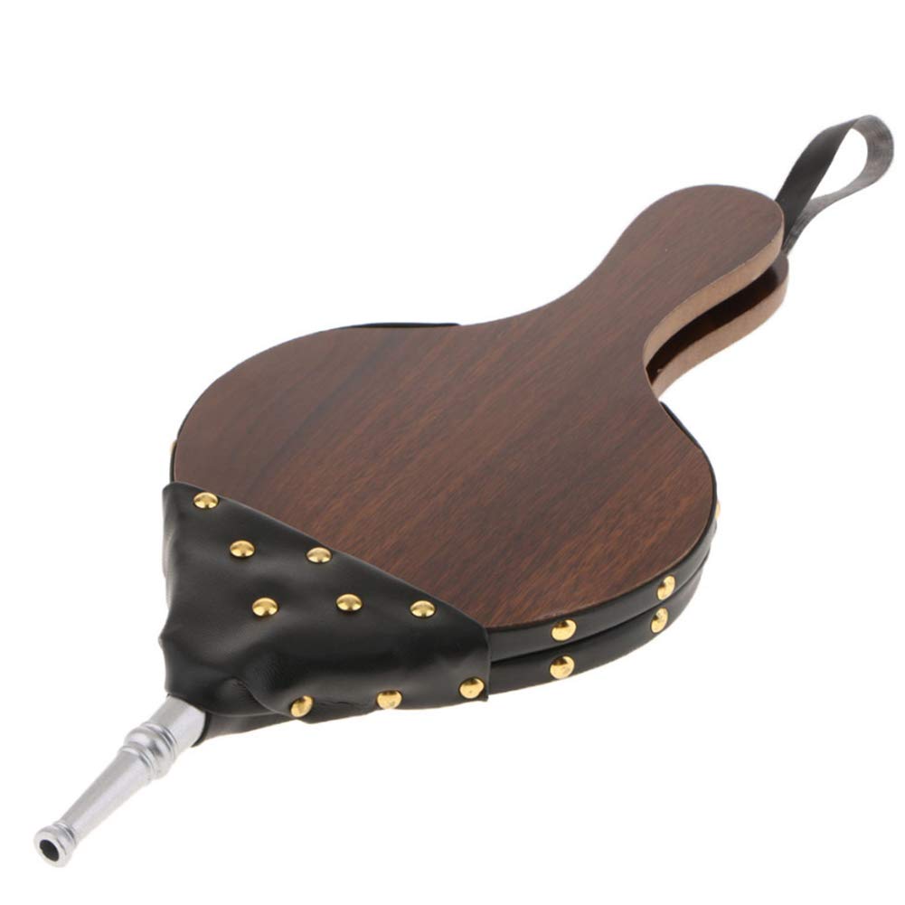 Soffietti da camino, Pompa a soffietto a mano in legno con cinturino in pelle appeso, ugello in metallo, soffietto for camino, soffietto in pelle, soffietto antincendio