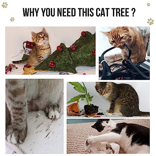 Image of Cat Tree Tower, Multi-Level, Grey, Sisal Scratching Posts, 36 Inch Height, with Perch and Hanging Toy (FURR-40) (Grey)