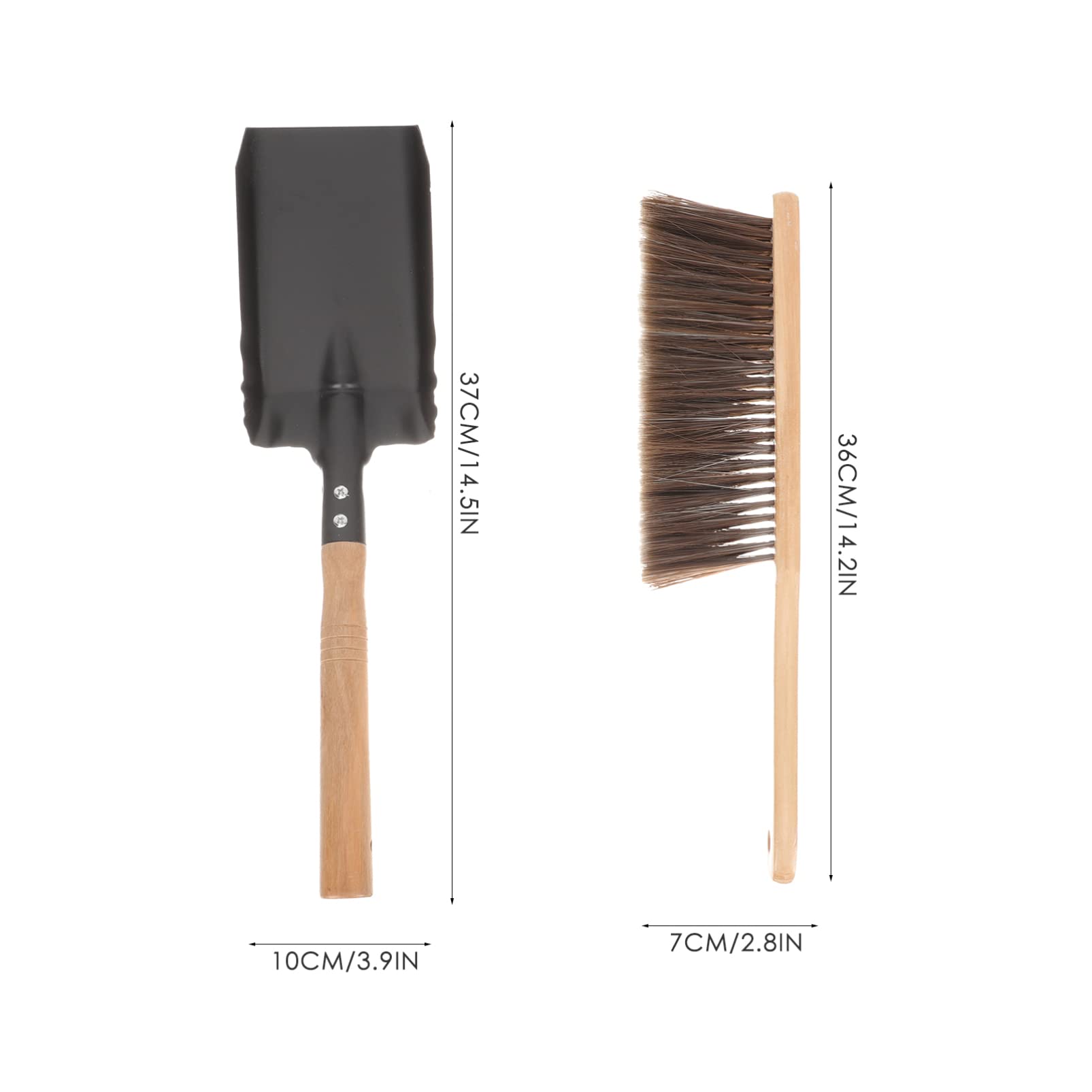 Zerodeko Strumenti per Stufa Paletta e Spazzola Kit per Pulizia della Stufa Accessori in Legno e Ferro per Rimuovere Cenere