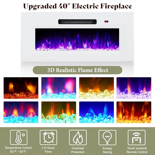Image of AMERLIFE 80 inch Fireplace TV Stand with 40 inch Electric Fireplace