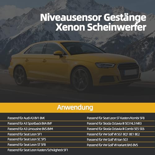 Niveausensor Gestänge Xenon Scheinwerfer, Niveausensor Leuchtweitensensorr hinten links Passend für Audi A3, für Seat Leon, für Octavia III, Passend für VW Golf VII #5Q0512521E