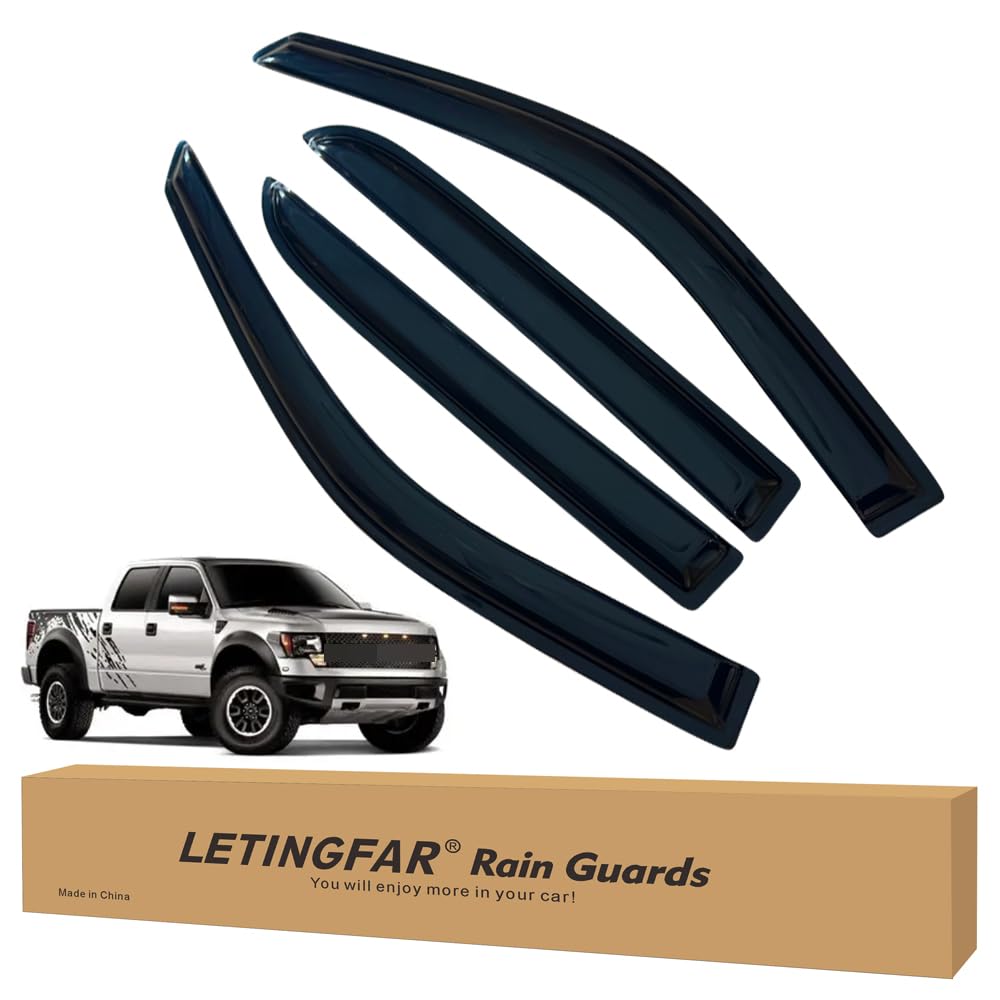Window Visors Rain Guards for Ford F150 SuperCrew 2009 2010 2011 2012 2013 2014 Accessories, Wind Deflectors Vent Shades for Ford F150