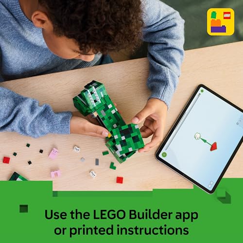LEGO Minecraft The Creeper Toy - Posable Mob Figure incl. a Hidden Compartment with a Pig & TNT Element - Gaming Gift for 10+ Year Old Boys, Girls & Teenage Fans - 21276 - Image 9